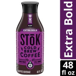 Stok Black Extra Bold Unsweet Cold Brew Dark Roast Iced Coffee - 48 Fl. Oz.