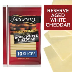 Sargento Reserve Series Sliced Aged White Natural Cheddar Cheese 10 Count - 7 Oz