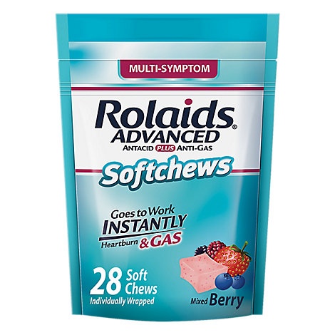 slide 1 of 1, Rolaids Advanced Soft Chews Mixed Berry, 28 ct