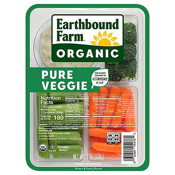 slide 1 of 1, Earthbound Farm Organic Pure Veggie Snack Tray - 7 Oz, 7 oz