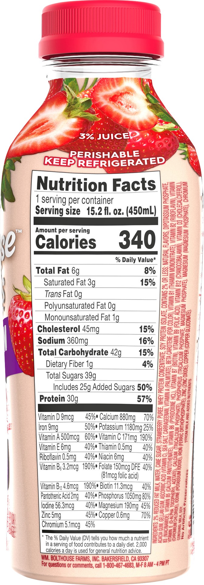 slide 5 of 8, Bolthouse Protein Plus Strawberry - 15.2 Fz, 15.2 fl oz