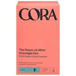 Cora Organic Overnight Pads - 14 Ct