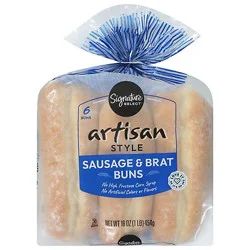 Signature Select Buns Sausage & Brat Artisan Style 6ct - 16 Oz