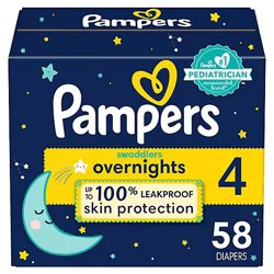 Pampers Swaddlers Size 4 Overnight Diaper - 58 Count