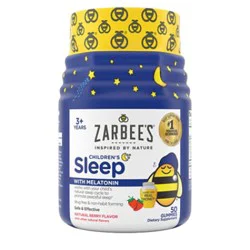 Zarbee's Kids Sleep Gummies With Melatonin Drug Free Non Habit Forming Natural Berry - 50 Count