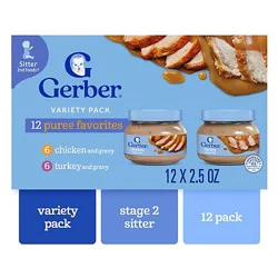 Gerber 2nd Foods Meat Lover Favorites Variety Baby Puree Jars Multipack - 12-2.5 Oz