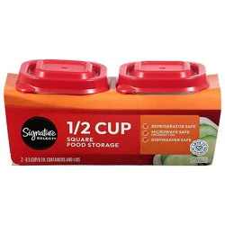 Signature Select Food Storage Square Half Cup - 2 Ct