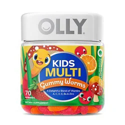 Olly Kids Multi Gummy Worms Sour Fruity Punch - 70 Count
