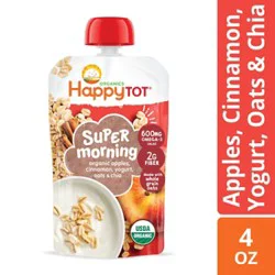 Happy Tot Stage 4 Organic Apples, Cinnamon, Yogurt & Oats + Super Chia Pouch - 4 Oz