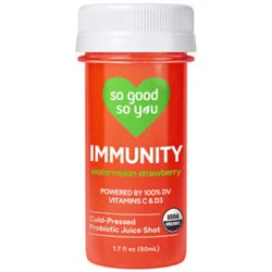 So Good So You Organic Immunity Watermelon Strawberry Probiotic Juice Shot - 1.7 Fl. Oz.
