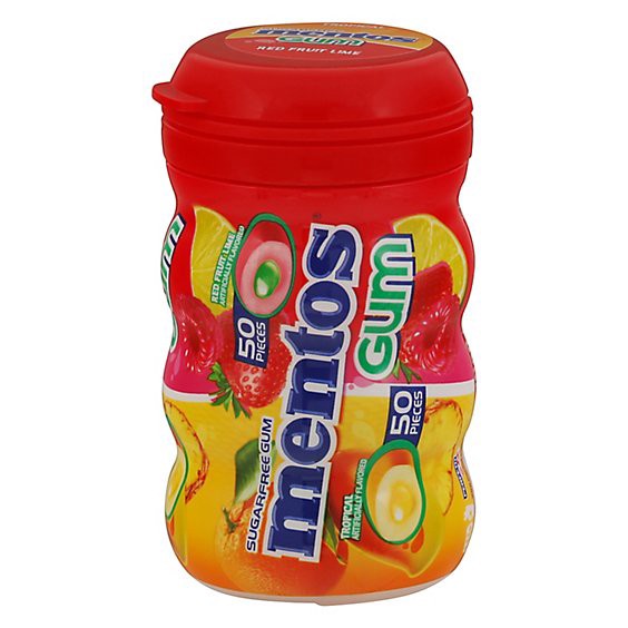 slide 1 of 13, Mentos Sugarfree Gum Curvy Bottle Mixed Fruit - 50 Pc, 50 ct