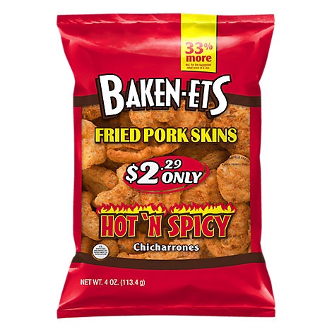 slide 1 of 1, Baken-Ets Fried Pork Skins Hot N Spicy, 4 oz