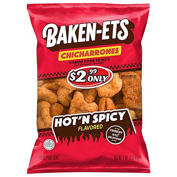 slide 1 of 1, Baken-Ets Fried Pork Skins Hot N Spicy - 4 Oz, 4 oz
