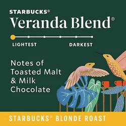 Starbucks Veranda Blend 100% Arabica Blonde Roast K Cup Coffee Pods Box 44 Count - Each