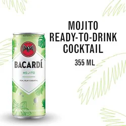 Bacardi Mojito Gluten Free Ready To Drink Real Rum Slim Cocktail Multipack - 4-355 Ml