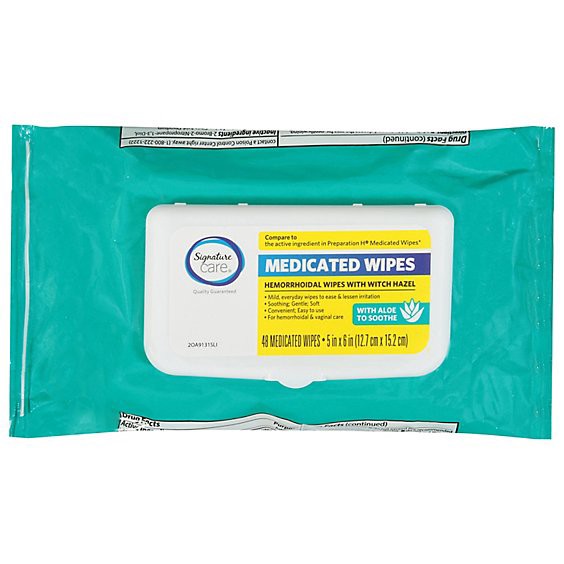 slide 1 of 1, Signature Select/care Hemorrhoidal Medicated Wipes - 48 Ct, 48 ct