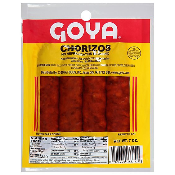 slide 1 of 1, Goya Chorizo - 7 Oz, 7 oz