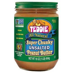 Teddie Unsalted Super Chunky Peanut Butter 16oz - 16 Oz