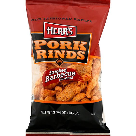 slide 1 of 1, Herrs Barbeque Pork Rinds - 3.25 Oz, 3.75 oz