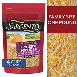 Sargento Shredded 4 Cheese Mexican Natural Cheese Fine Cut - 16 Oz