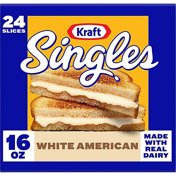 slide 1 of 8, Kraft Singles White American Slices - 24 Count, 16 oz