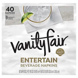 Vanity Fair Entertain Beverage Napkins White Napkins - 40 Ct