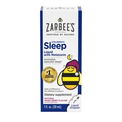 Zarbee's Kids Sleep Liquid With Melatonin Drug Free Non Habit Forming Natural Berry - 1 Fl. Oz.