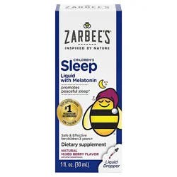 Zarbee's Kids Sleep Liquid With Melatonin Drug Free Non Habit Forming Natural Berry - 1 Fl. Oz.
