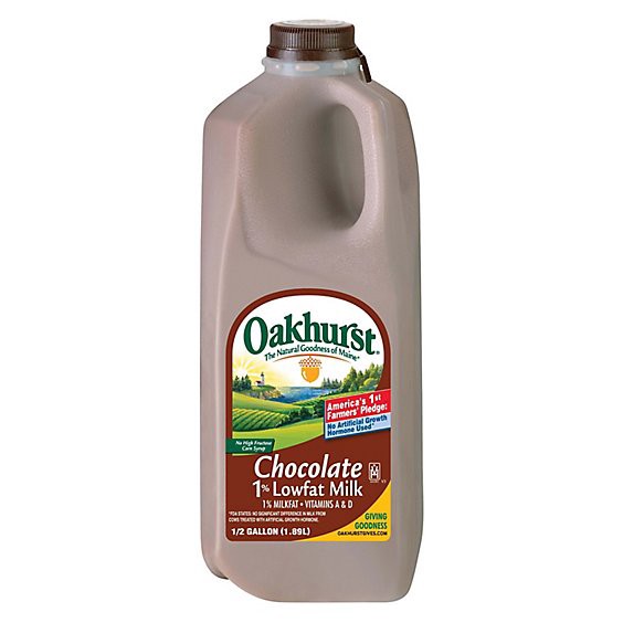 slide 1 of 11, Oakhurst 1% Lowfat Chocolate Milk - 0.5 Gallon, 64 fl oz