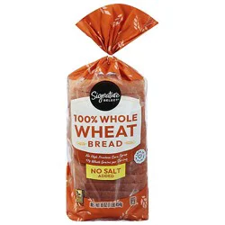 Signature Select No Salt 100% Wheat Bread - 16 Oz