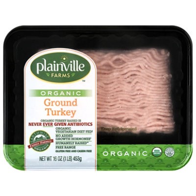slide 1 of 1, Plainville Farms Ground Turkey Organic - 16 Oz, 16 oz