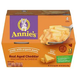Annies Real Aged Cheddar Macaroni & Cheese Microwave Cups - 4-2.01 Oz