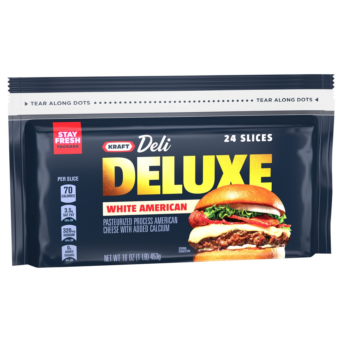 slide 3 of 12, Kraft Deli Deluxe White American Cheese - 24 - 16 Oz, 16 oz