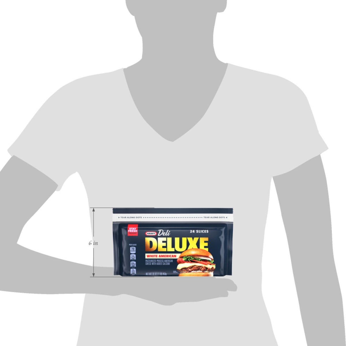slide 7 of 12, Kraft Deli Deluxe White American Cheese - 24 - 16 Oz, 16 oz