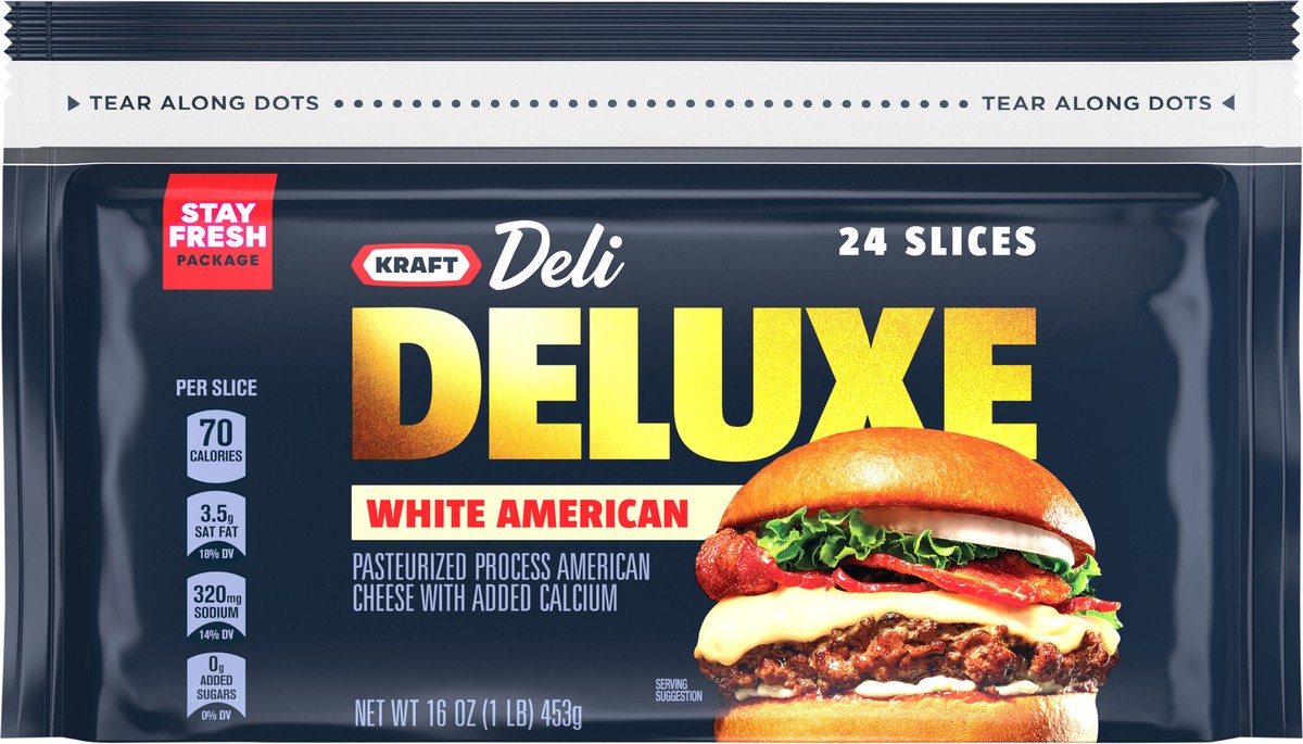 slide 5 of 12, Kraft Deli Deluxe White American Cheese - 24 - 16 Oz, 16 oz