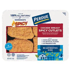 Perdue No Antibiotics Ever Refrigerated Spicy Breaded Chicken Cutlets Traypack - 12 Oz