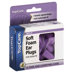 Top Care Ear Plugs Soft Foam Comfort 10 Pair - Each