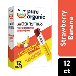 Pure Organic Strawberry Banana Gluten Free And Vegan Fruit Snacks 12 Count - 6.2 Oz