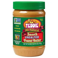 Teddie All Natural Unsalted Smooth Peanut Butter - 26 Oz