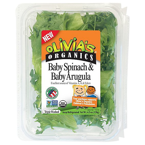 slide 1 of 12, Olivia's Organic Spinach & Arugula - 4.5 Oz, 4.5 oz