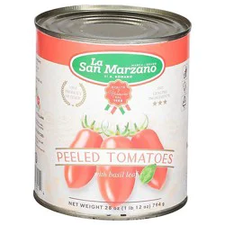 La San Mar Tomatoes Peeled With Basil Leaf - 28 Oz