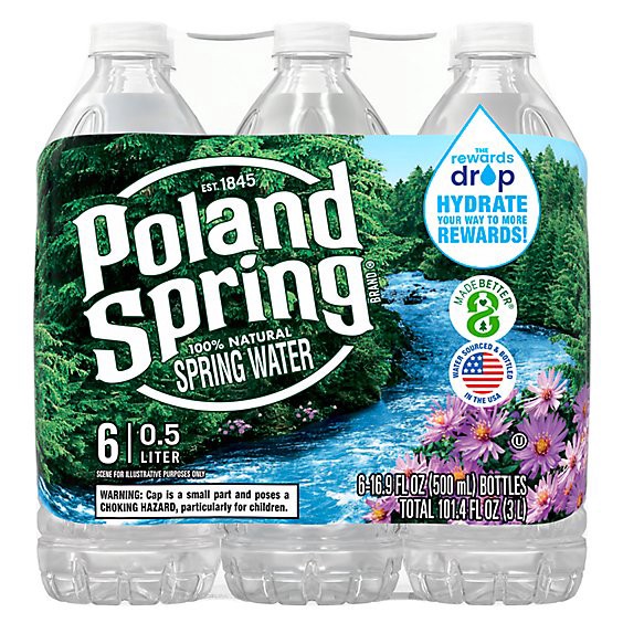 slide 1 of 3, Poland Spring Spring Water Natural - 6-16.9 Fz, 101 fl oz