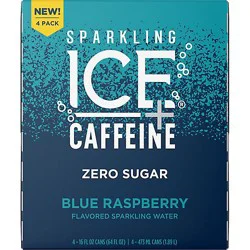 Sparkling Ice Sparkling Water With Caffeine Blue Raspberry - 4-16 Fl. Oz.