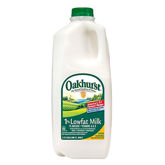 slide 1 of 11, Oakhurst 1% Lowfat Milk - 0.5 Gallon, 64 fl oz