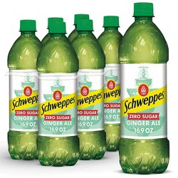 Schweppes Zero Sugar Ginger Ale Soda Bottles - 6-.5 Liter