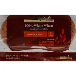 Signature Select 100% Whole Wheat Sandwich Slenders - 12 Oz