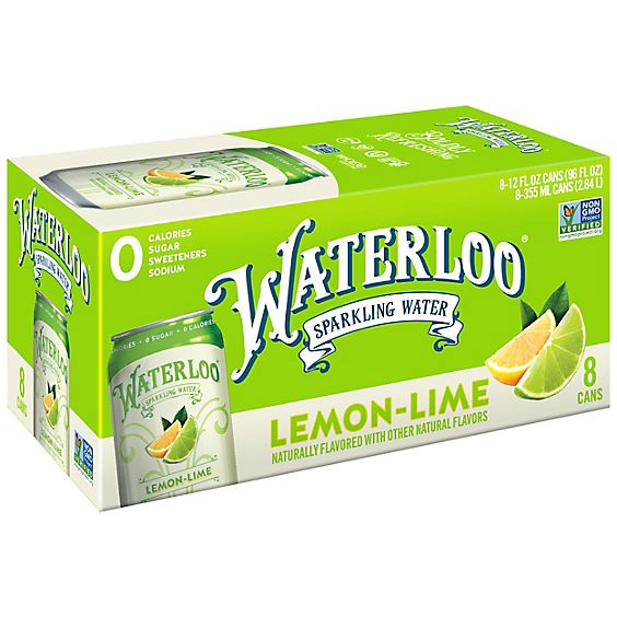 slide 1 of 5, Waterloo Lemon Lime Sparkling Water - 8-12 Fl. Oz., 96 fl oz