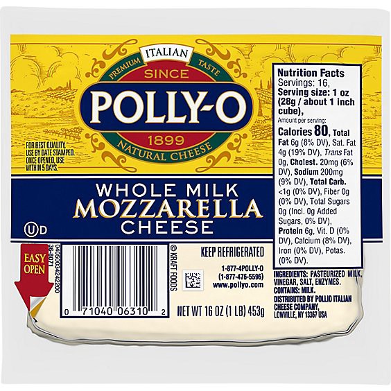 slide 1 of 1, Polly-O Cheese Ball Whole Milk Mozzarella - 16 Oz, 16 oz