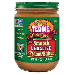 Teddie All Natural Unsalted Smooth Peanut Butter - 16 Oz