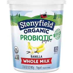 Stonyfield Farm Organic Whole Milk Banilla Probiotic Yogurt - 32 Oz